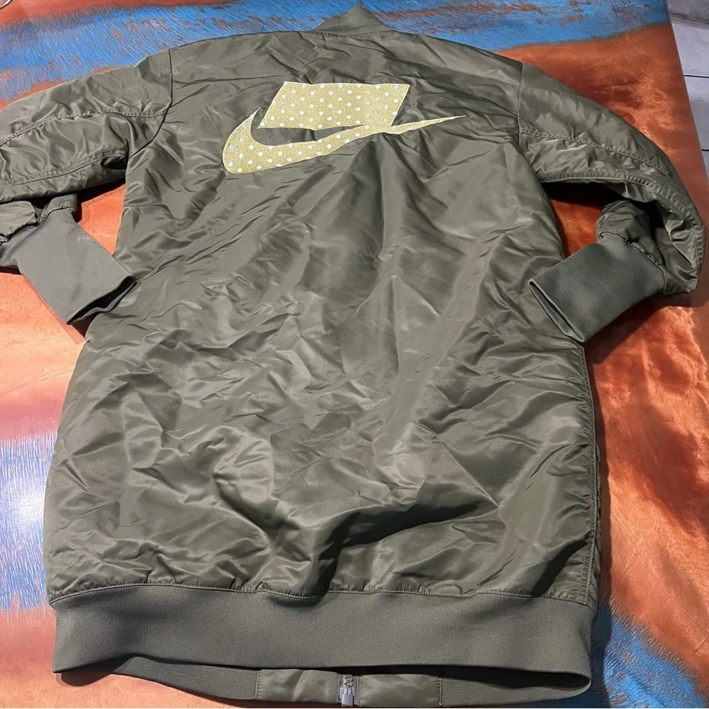 Nike NSW Insulated Long Varsity Bomber Jacket Green Camo Orange  Jacket small